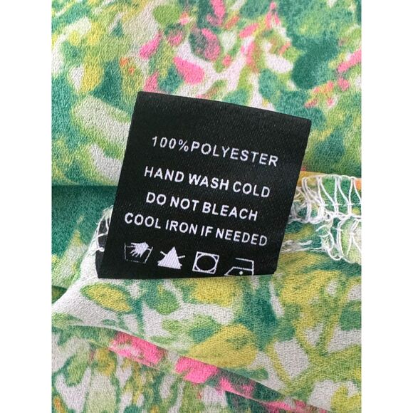 Izzy and Lola Green Pink Flora Tank Top Drawstring Adjustable straps Size L - Picture 5 of 9